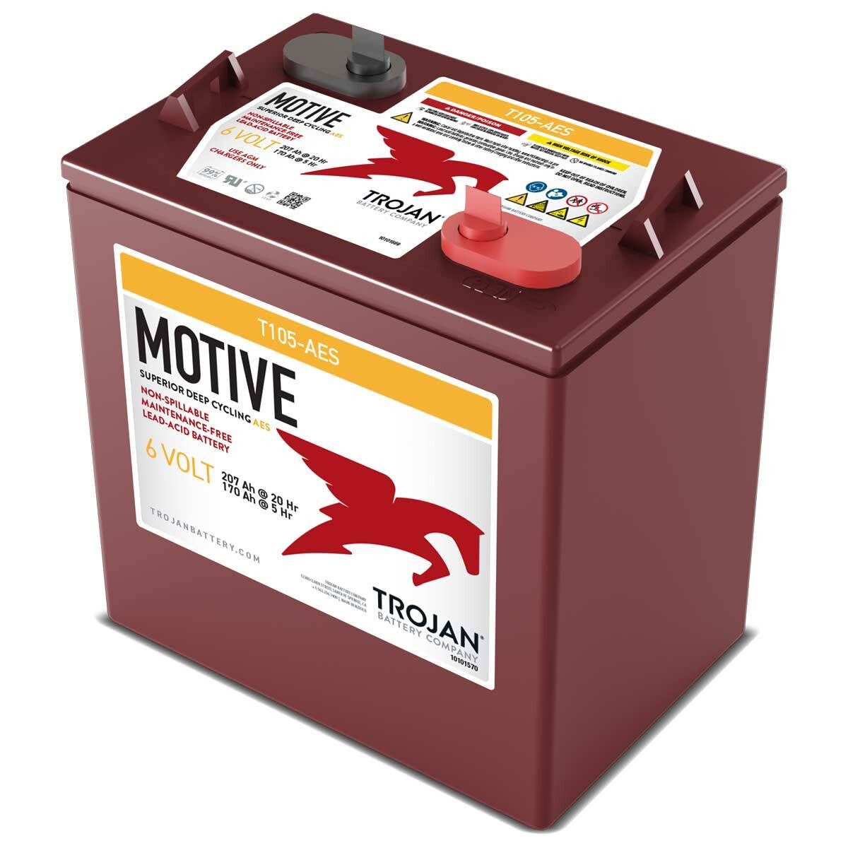 Trojan T105-AES 6 V 240 Ah AES AGM Traktionsbatterie – M8-Anschluss