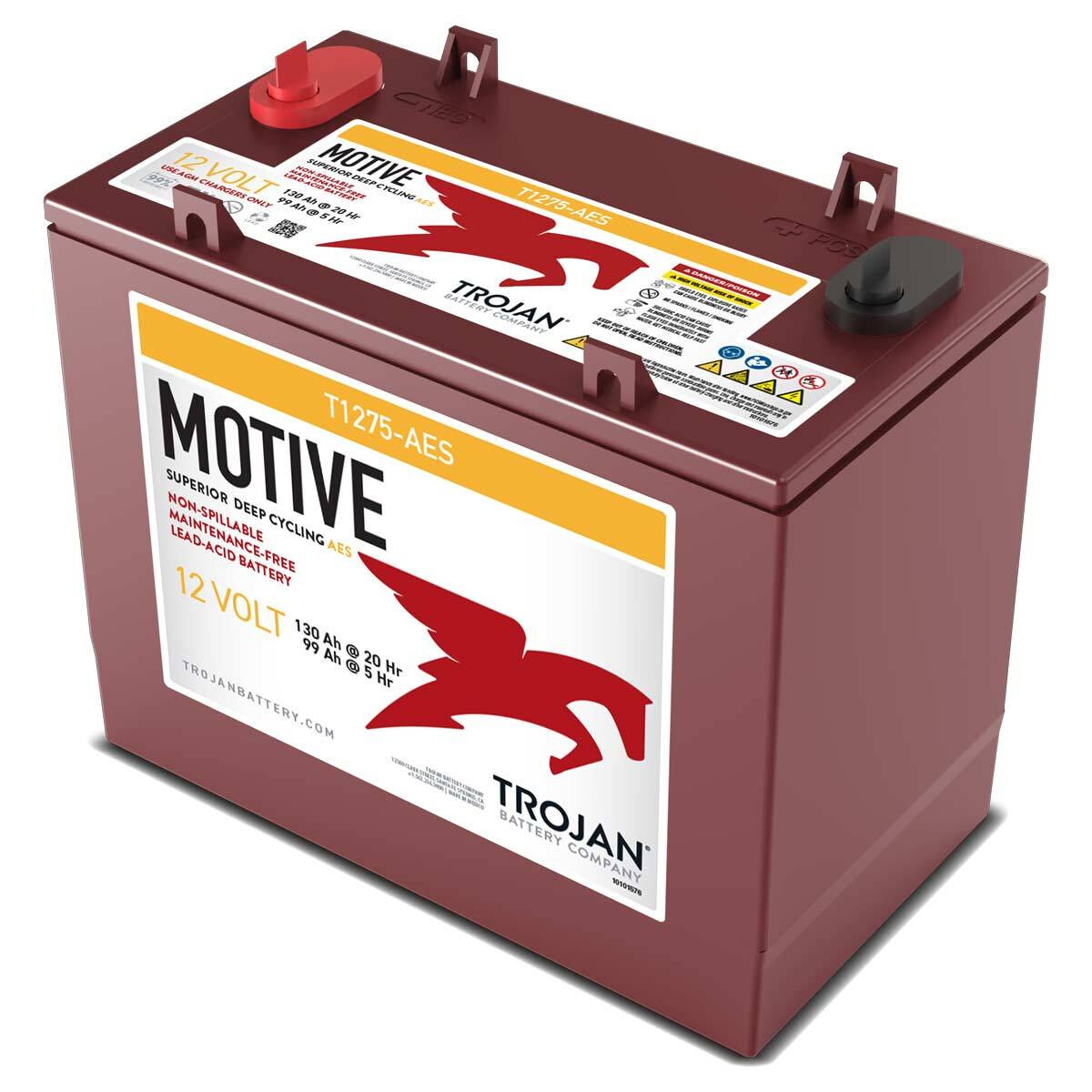 Trojan T1275-AES 12V 130Ah AGM Deep-Cycle Traktionsbatterie M8 – GC12 / 9894113
