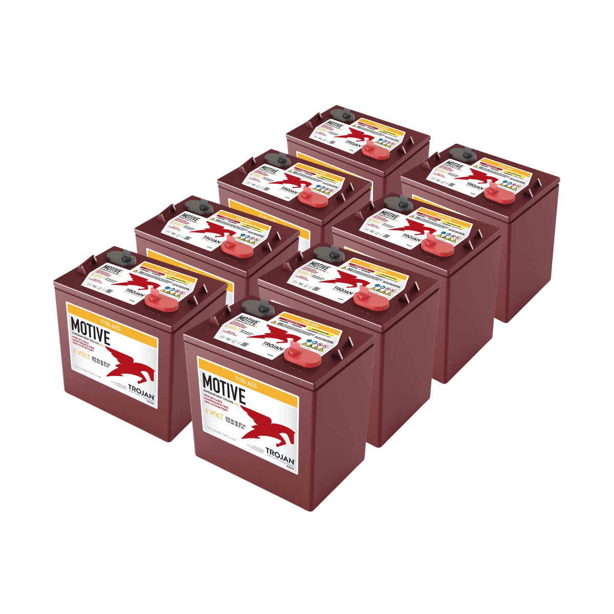 8x Trojan T-105 6V 207Ah Deep Cycle AGM Traktionsbatterie