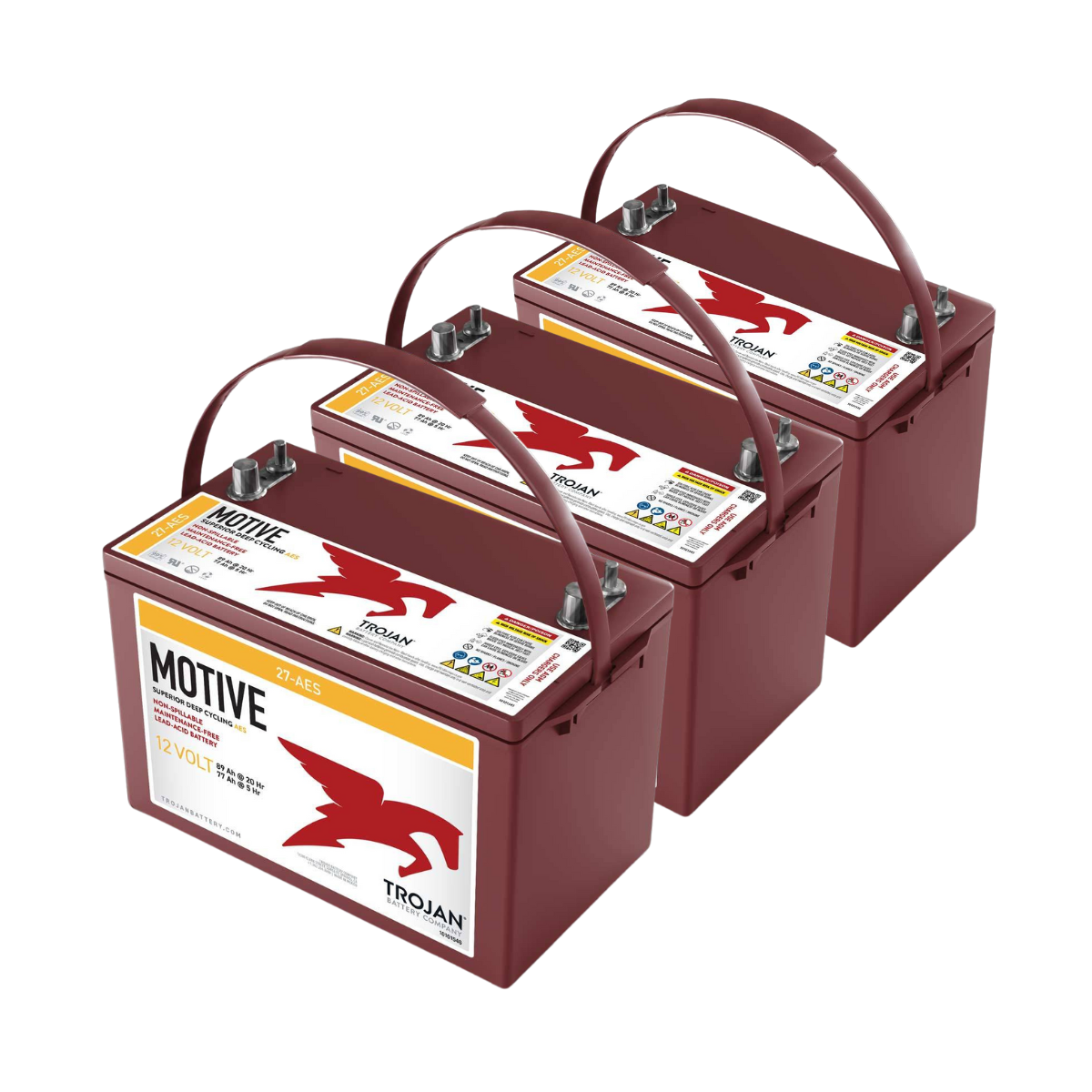 3x Trojan 27-AES 12V 89Ah Deep Cycle AGM Traktionsbatterie