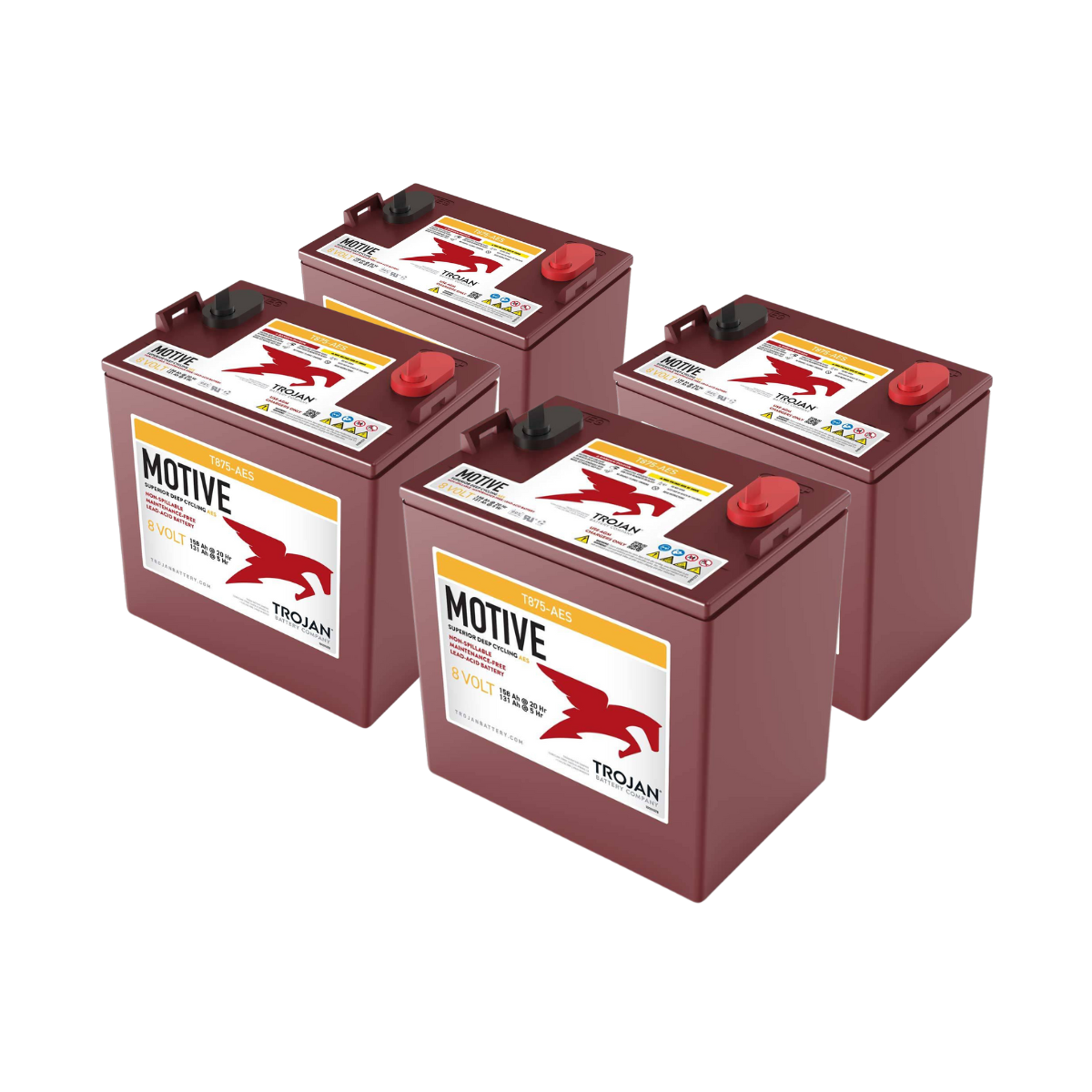 4x Trojan T-875 AES 8V 158Ah wartungsfreier AGM-Akku VRLA