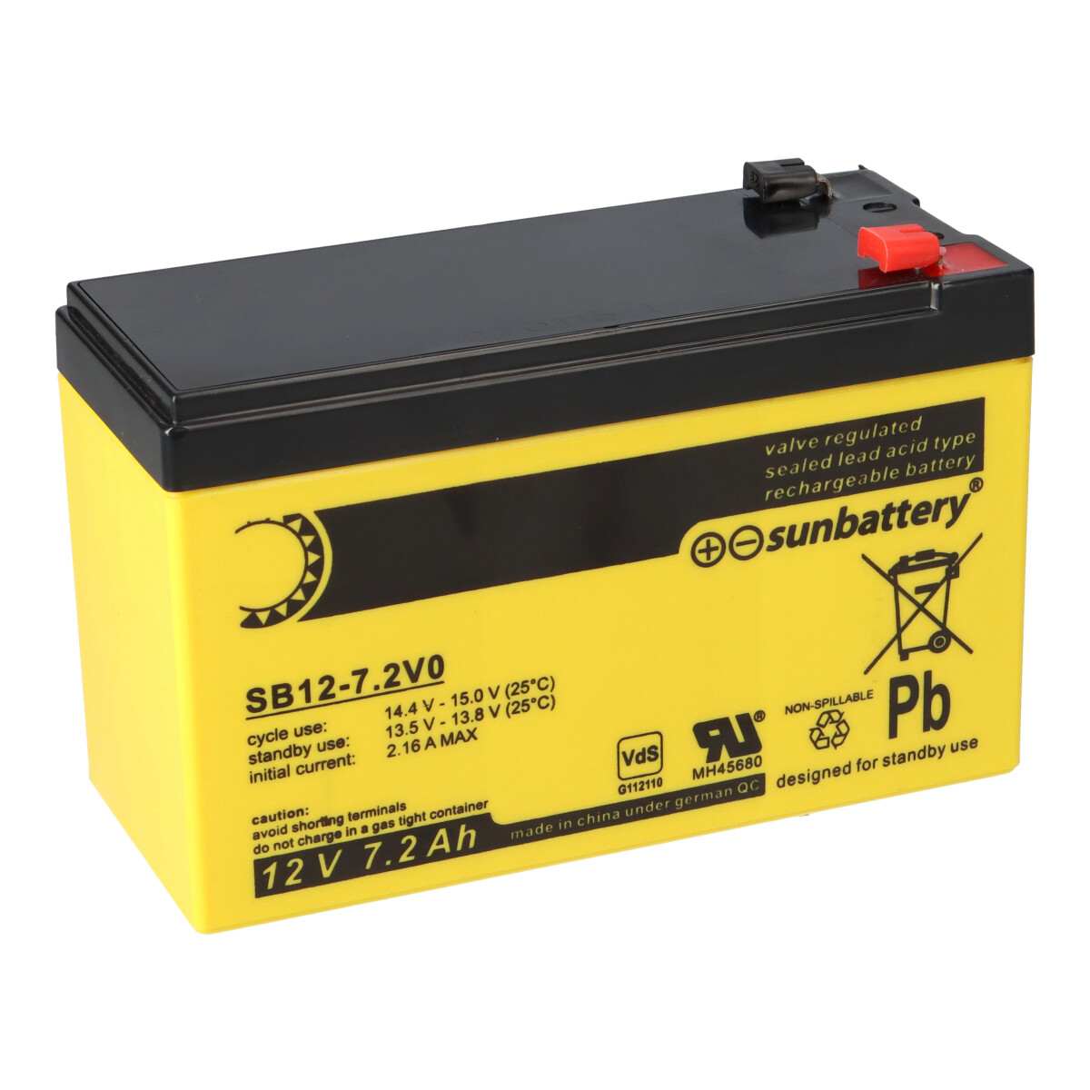 AGM Ersatzakku 12V 7,2Ah für Alarmanlage Abus Terxon SX AZ4000 – SUN Battery kompatibel