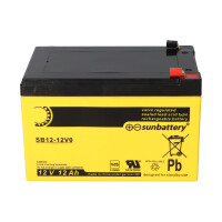 SUN Battery SB12-12V0 AGM Akku 12V 12Ah T1 / Faston 4,8 mm 2