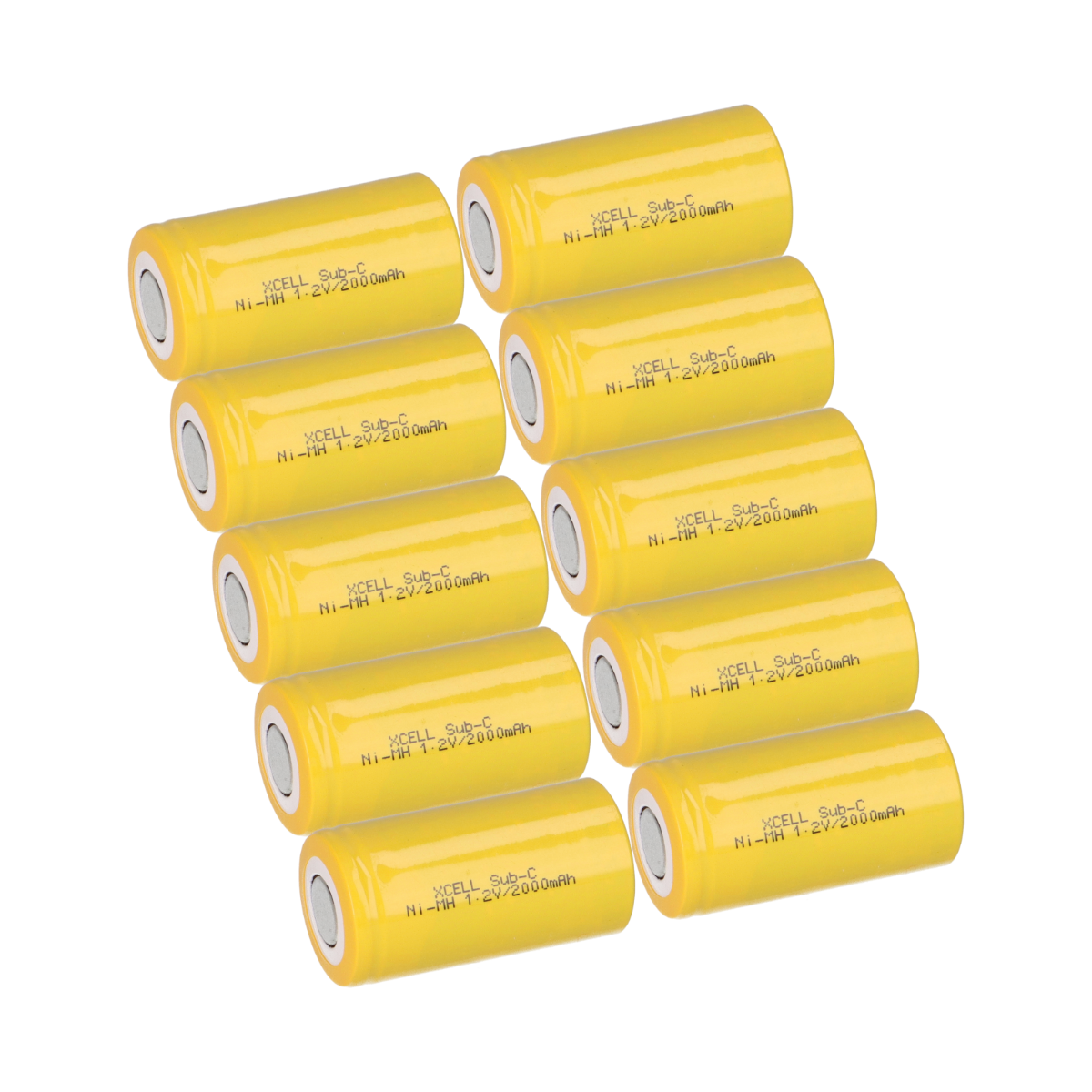 10x XCell Akku Sub-C 1,2V 2000mAh X2000SCR Hochstrom Schrumpfschlauch