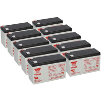 10x Yuasa Blei-Akku NP7-12 Pb 12V 7Ah VdS, Faston 4,8mm 1
