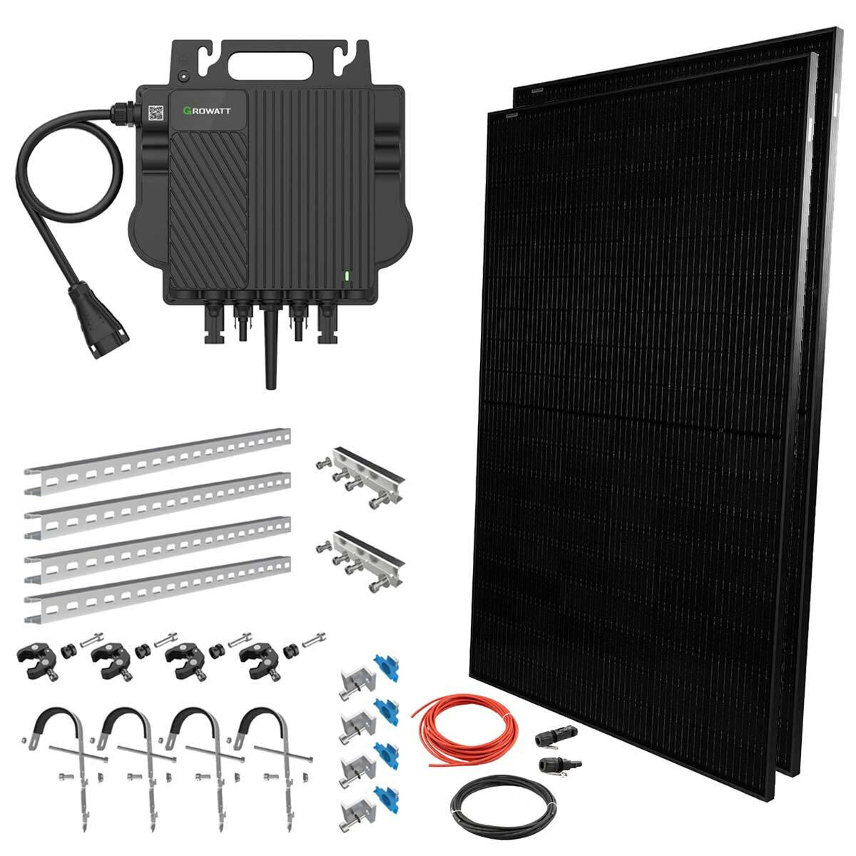 Balkonkraftwerk NEO800M-X mit 800W Solarpanelen, Halterungen, WiFi, Growatt mit 0% MwSt nach §12 Abs. 3 UstG