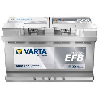 VARTA N80 Blue Dynamic EFB 80Ah 800A – Start-Stopp Autobatterie