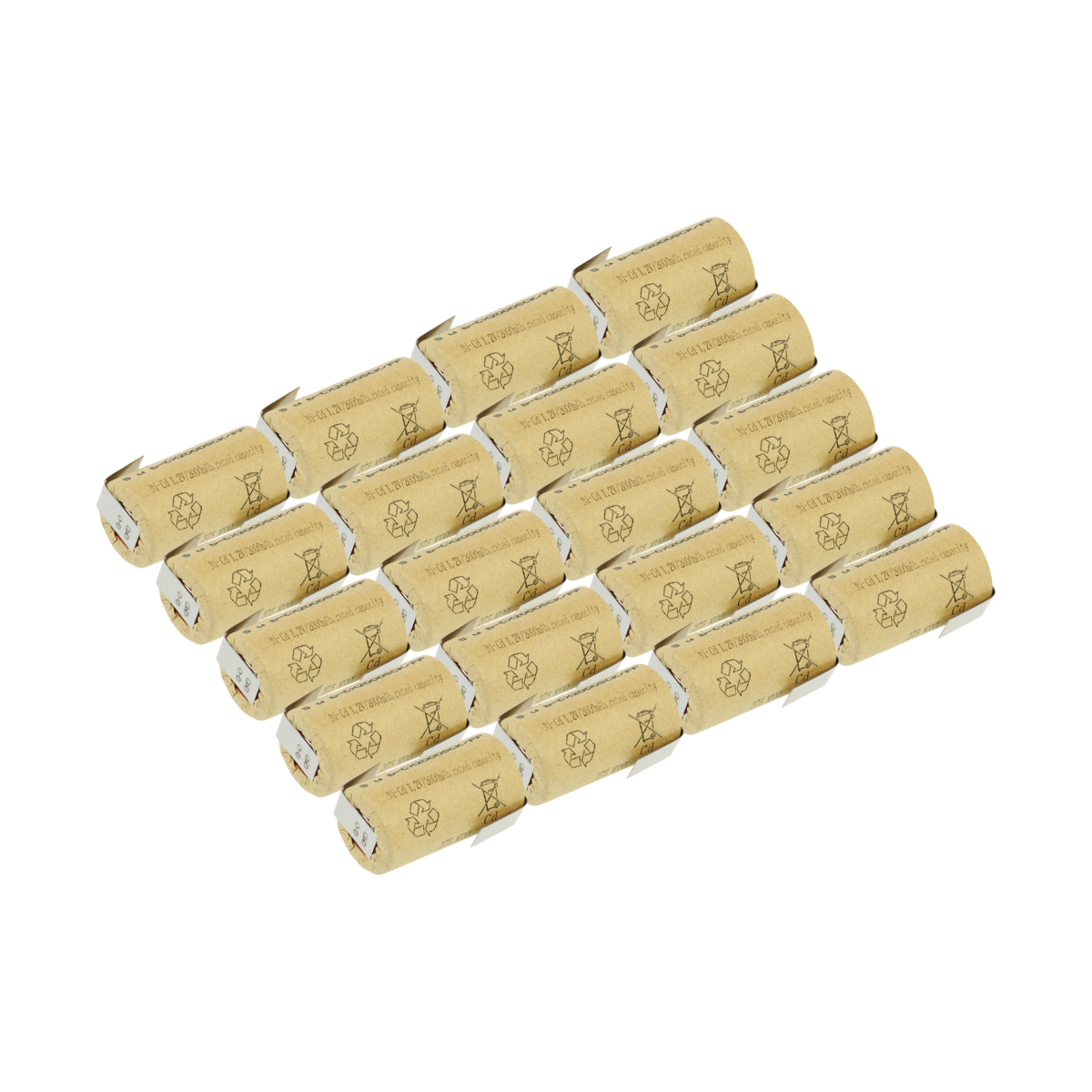20x XCell Sub-C Hochleistungsakku mit Z- Lötfahne - 1,2V 2000 mAh Ni-CD