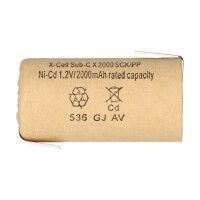 20x XCell Sub-C Hochleistungsakku mit Z-Lötfahne - 1,2V