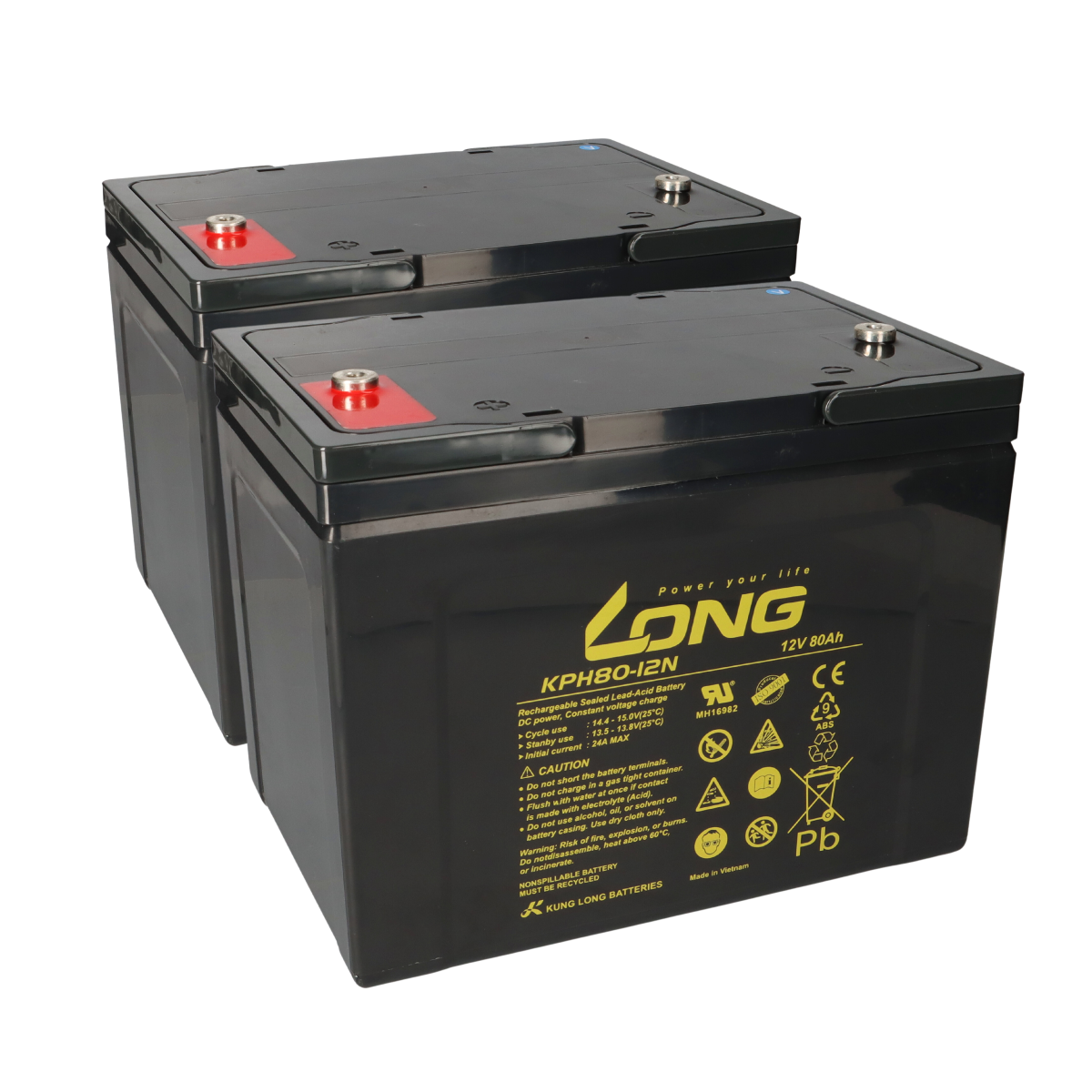 Ersatzakku für Sterling S700, Elite XS &Trophy 2x Kung Long Bleiakku 12V 80Ah Longlife