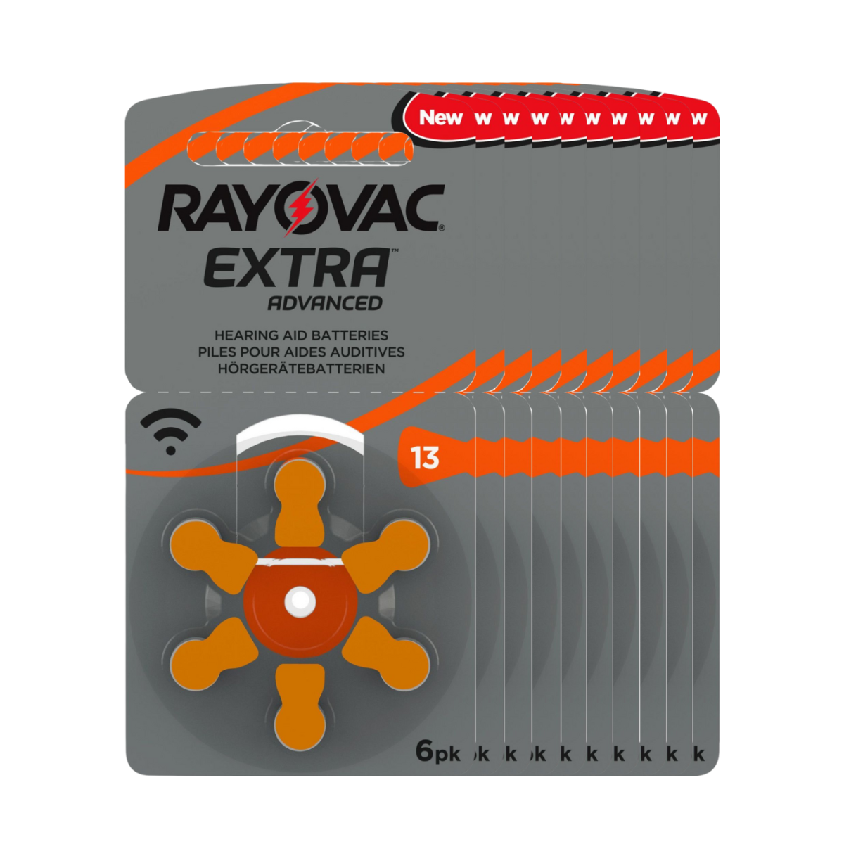 60x Rayovac Hörgerätebatterie Zinc Air, 13, 1.4V 10x 6 Blister