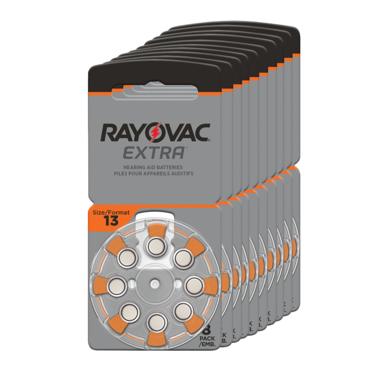 80x Rayovac HA13 PR48 Hörgeräte Batterien Extra Advanced (10x 8 Blister)
