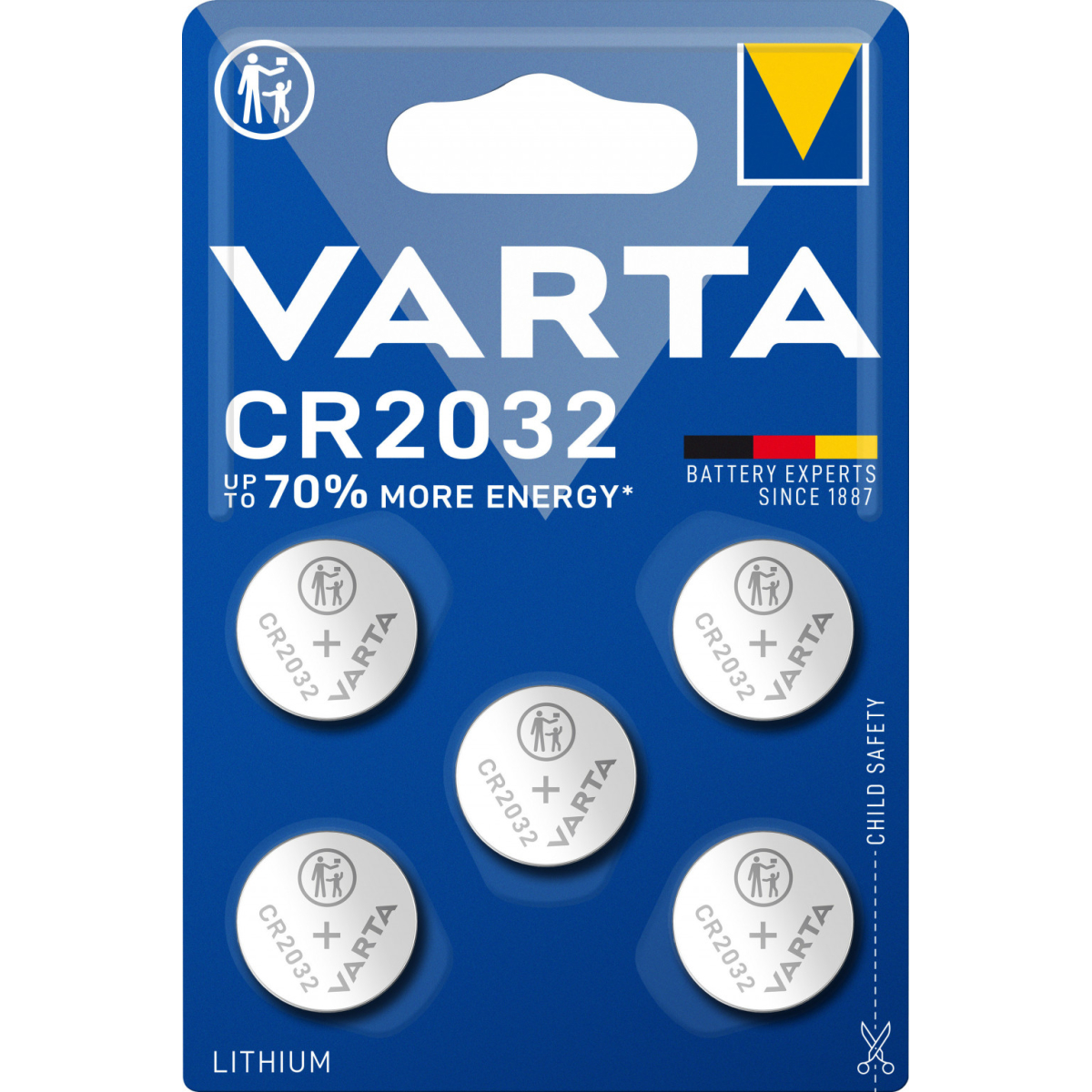 VARTA CR2032 Lithium-Knopfzelle 3V 5er Blister