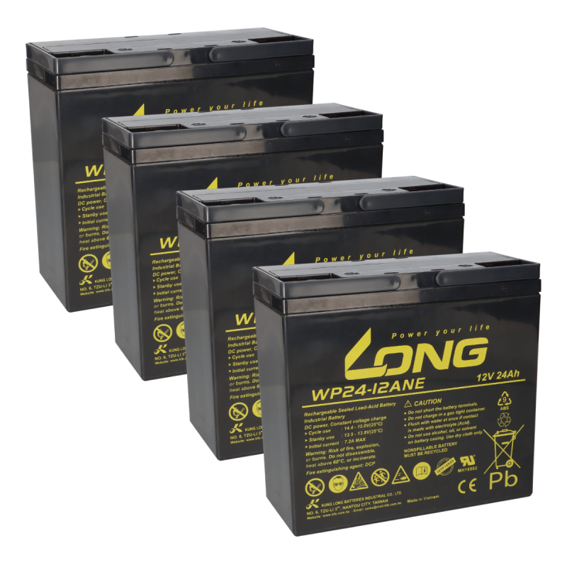 Akkusatz 4x Kung Long 12V (48V) 24Ah für E-Scooter E-Roller E-Mobil