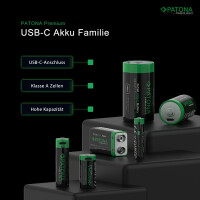 4x PATONA Premium CR123A USB-C Akku 3,0V 800mAh / 2400mWh &n