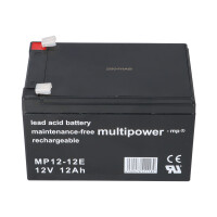 Multipower MP12-12E AGM Bleiakku 12V 12Ah – F6,3 mm 5