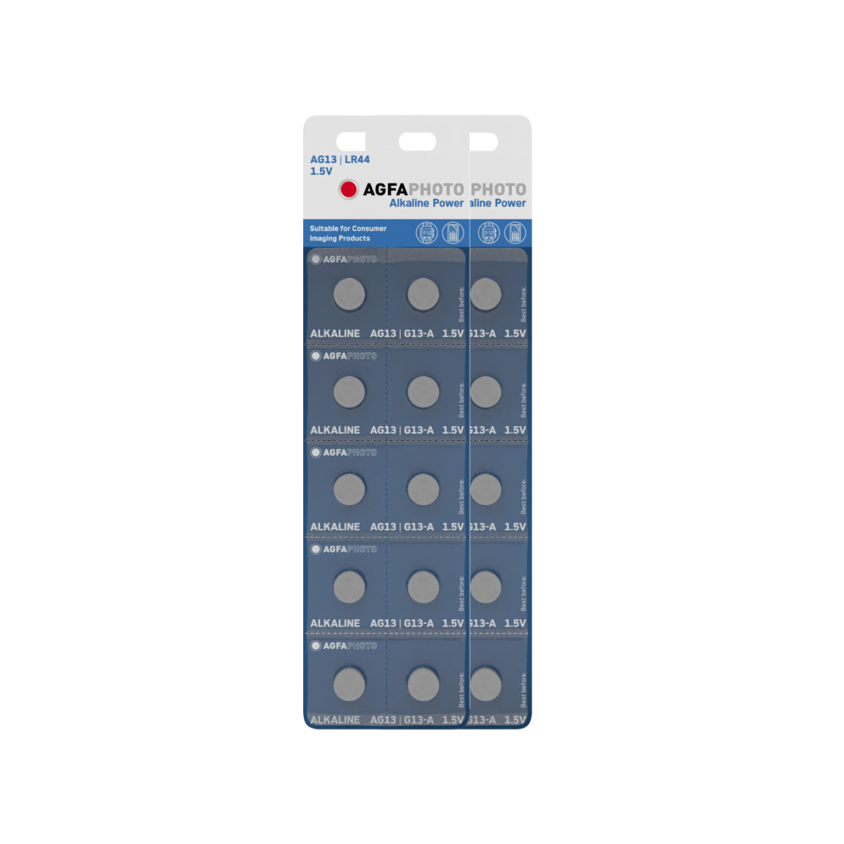20x AGFAPHOTO Batterie Alkaline LR44 V13GA 1,5V im 10er Blister