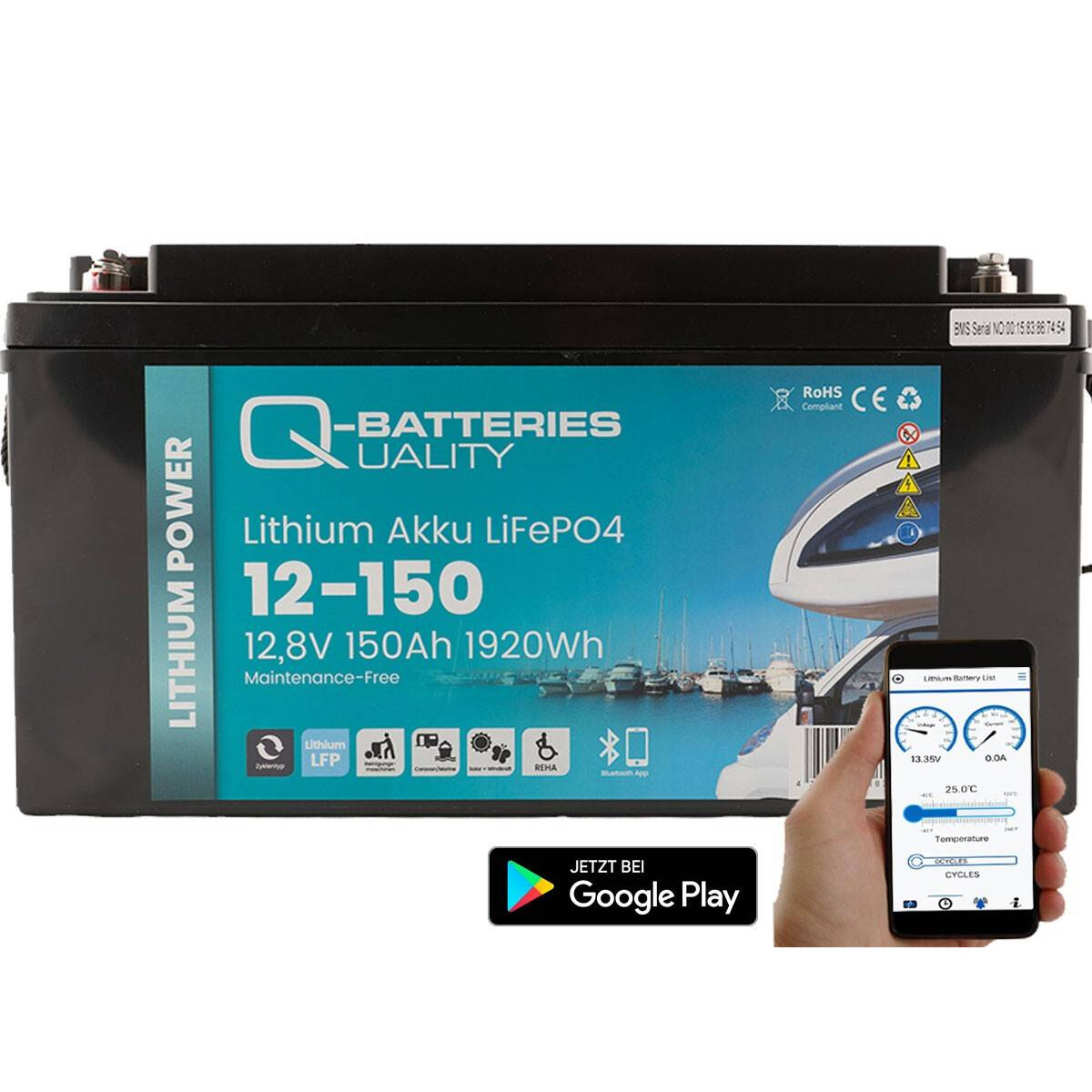 Quality-Batteries LiFePO4 Akku 12,8V 150Ah mit Bluetooth & Heizung – Lithium Batterie 150Ah