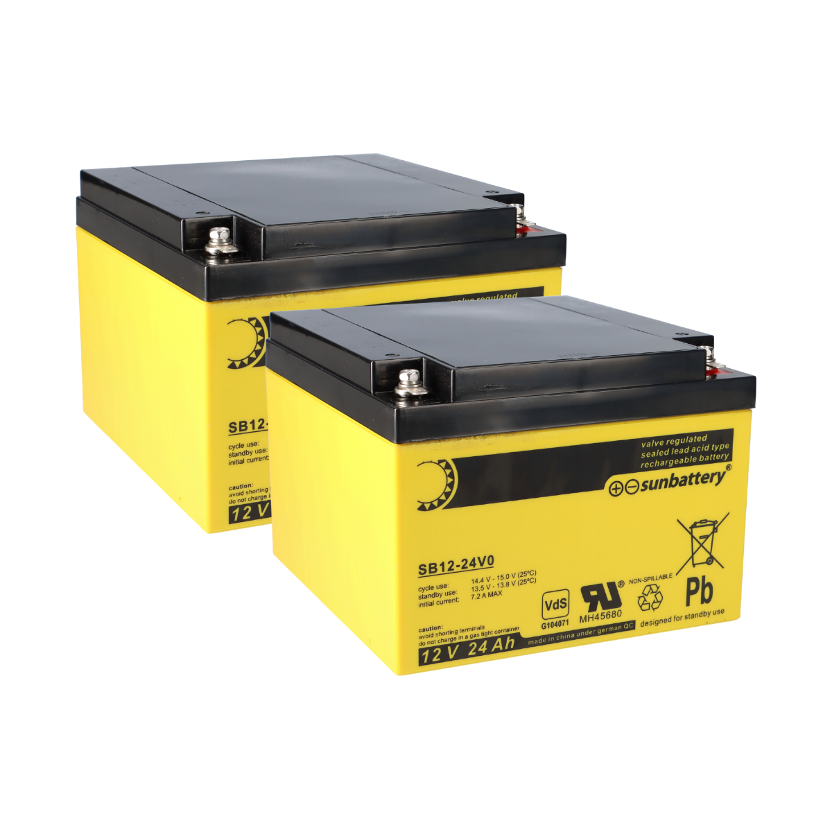 2x AGM Akku 12V 24Ah für Esser Honeywell IQ8Control M Brandmeldezentrale – SUN Battery VdS