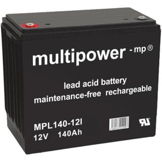 Multipower Blei-Akku MPL140-12I, AGM, Longlife, M6 Innengewinde