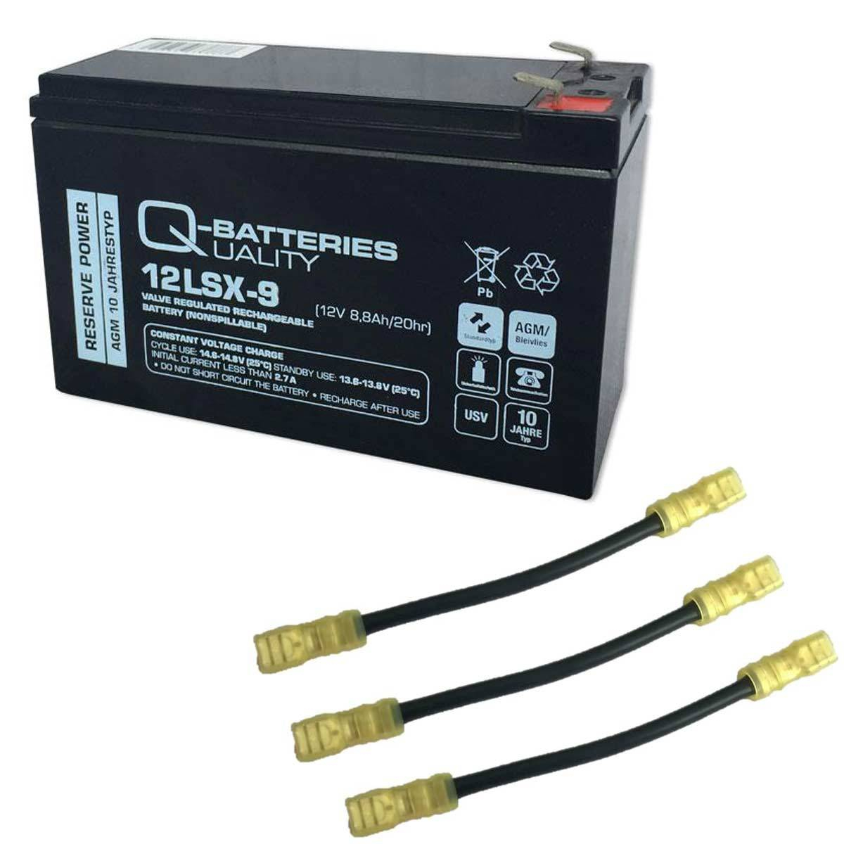 USV-Akku Q-Batteries 216V-Anlage 18 x 12LSX-9 für Sicherheitsbeleuchtung Inkl. Zubehör und Verbinder