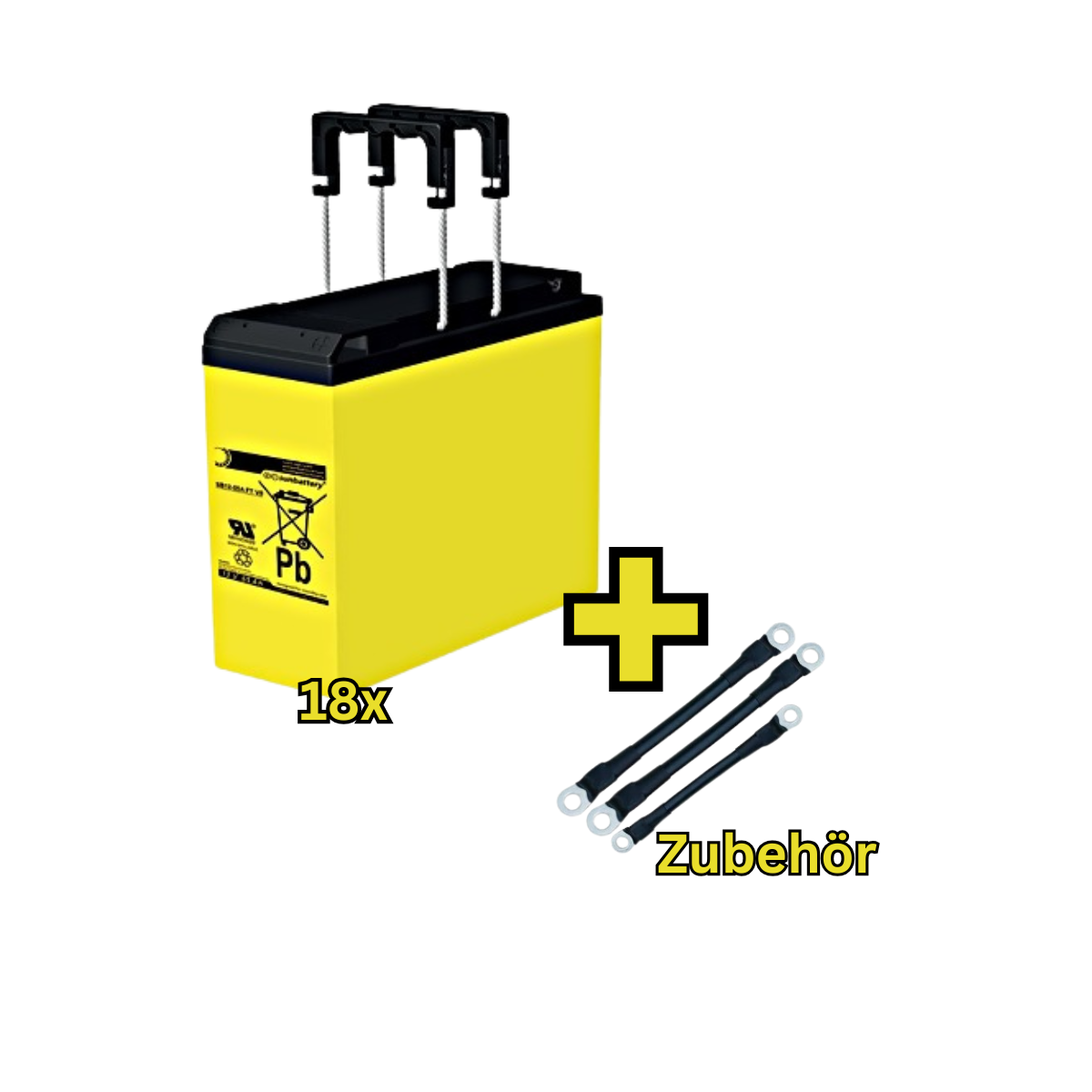 USV-Akku SUN Batteries 216V-Anlage 18 x SB12 -55A FT V0 für Sicherheitsbeleuchtung Inkl. Zubehör