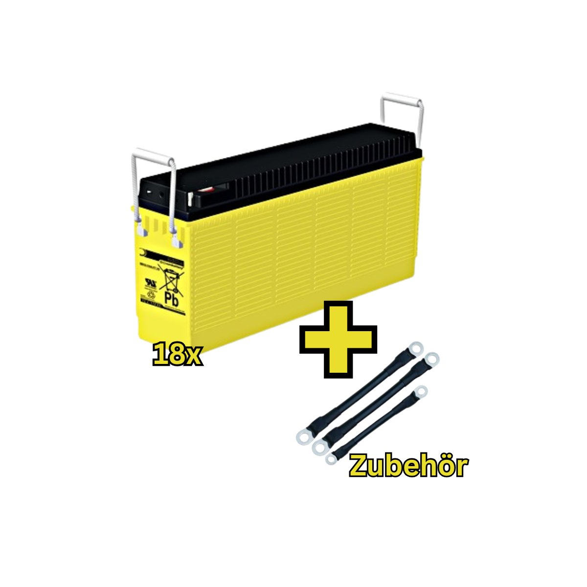 USV-Akku SUN Batteries 216V-Anlage 18 x SB12 -110A FT V0 für Sicherheitsbeleuchtung Inkl. Zubehör
