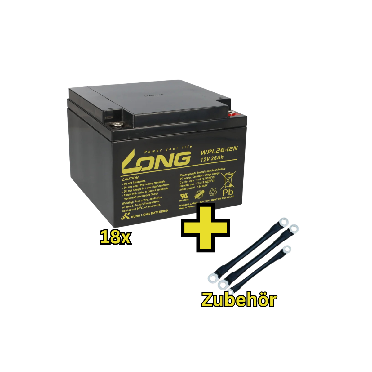 USV-Akku Kung Long 216V-Anlage - 18 x WPL26-12N-M für Sicherheitsbeleuchtung