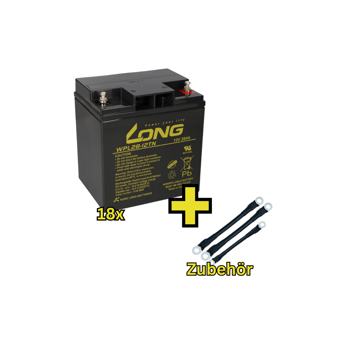 USV-Akku Kung Long 216V-Anlage - 18 x WPL28-12TN für Sicherheitsbeleuchtung