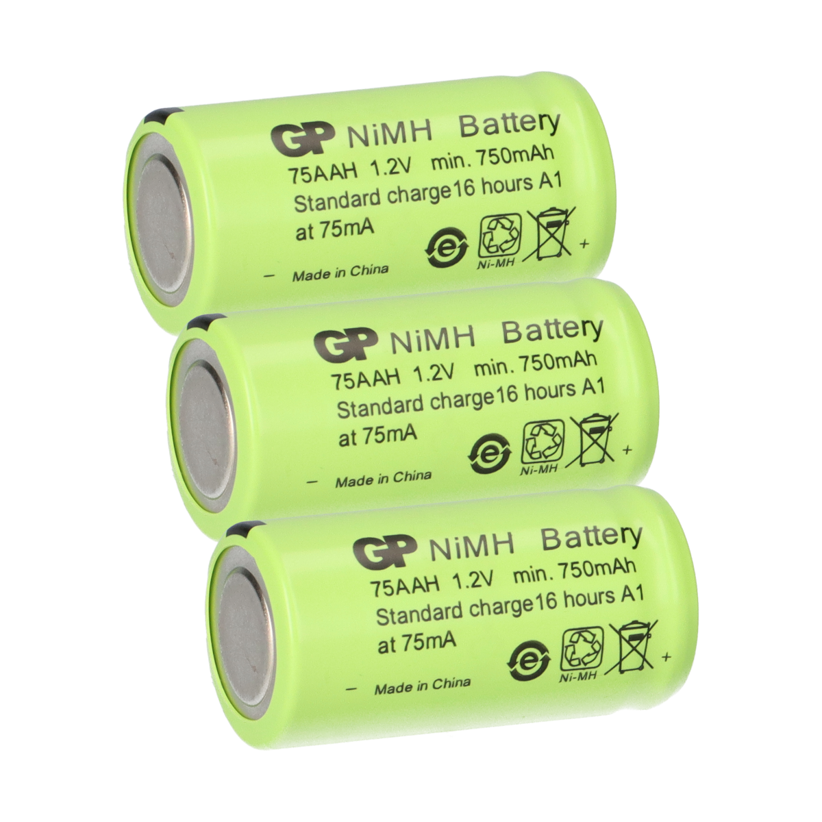3 x GP GP75AAH Akku 2/3AA Mignon NiMH Akku 1,2V 750mAh