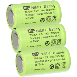 3 x GP GP75AAH Akku 2/3AA Mignon NiMH Akku 1,2V 750mAh