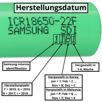 10x Samsung INR18650-25R 18650 Akku 3,6V 2500mAh 20A Flat To