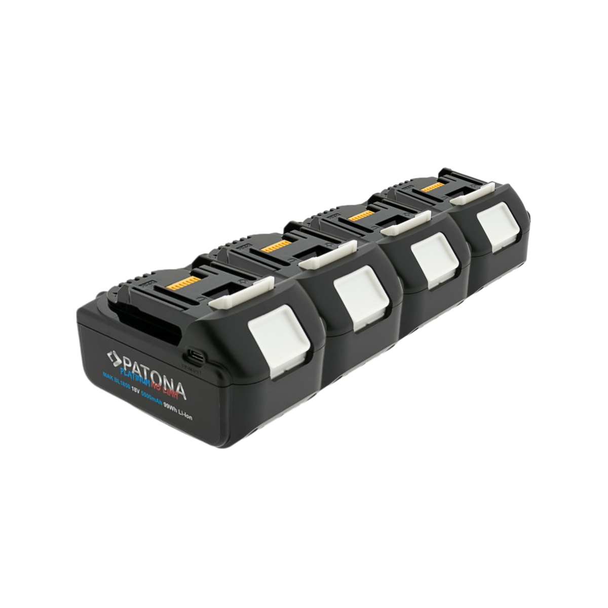 4x Akku mit USB-C In- und Output kompatibel mit Makita 18V BL1850B u. BL1860B | 5500mAh | LED Kapazitätsanzeige