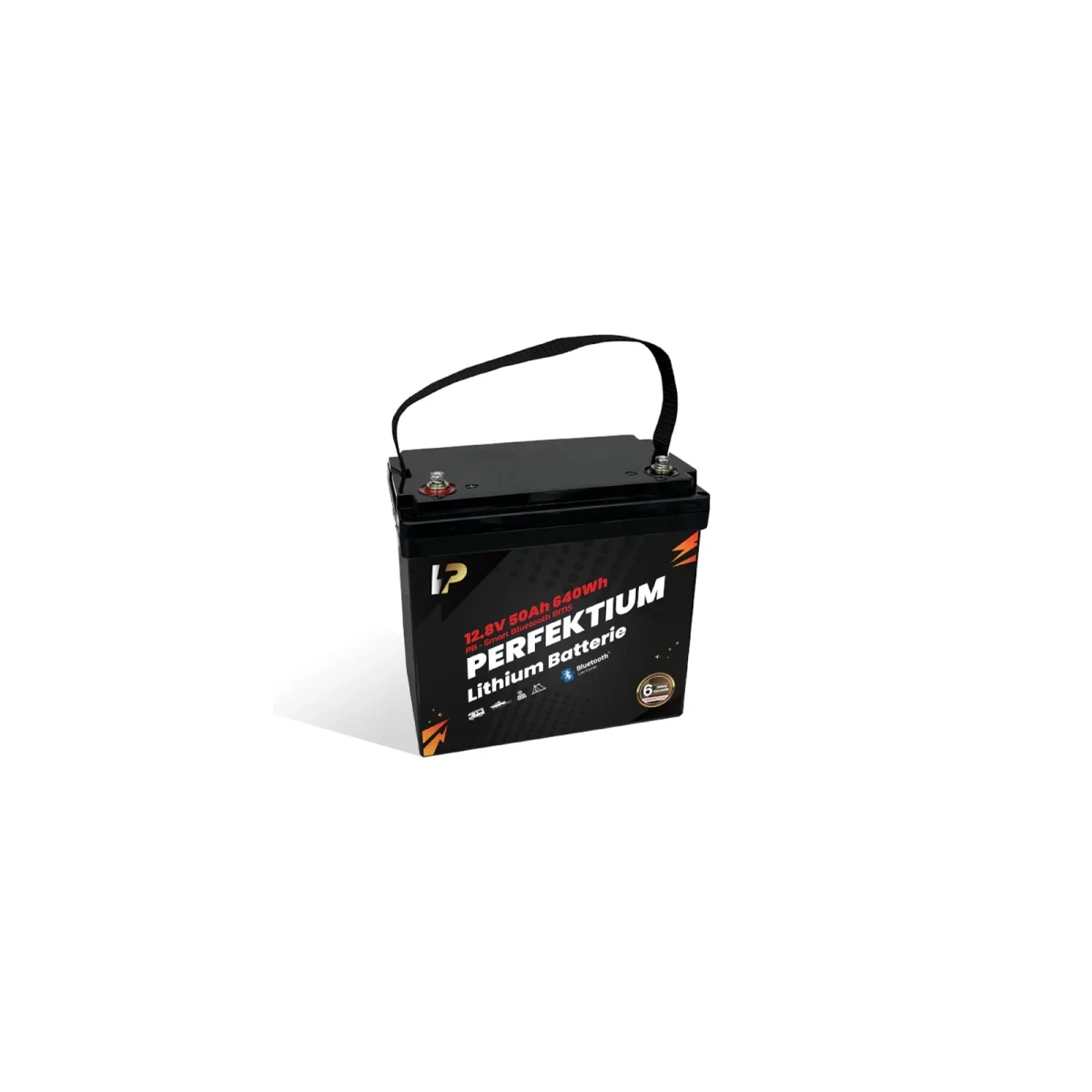 Perfektium Batterie 50Ah 12V 640 Wh LiFePO4 Smart BMS Bluetooth