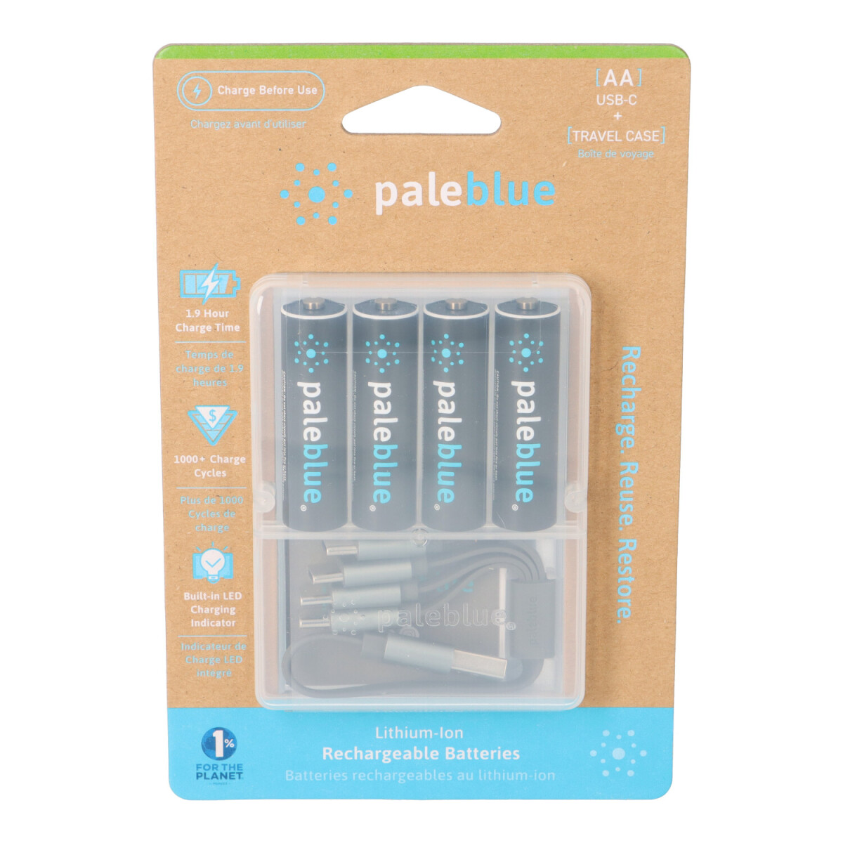 4x Paleblue AA Mignon USB-C Akku 1,5V 1700mAh – 2,55Wh Li-Ion