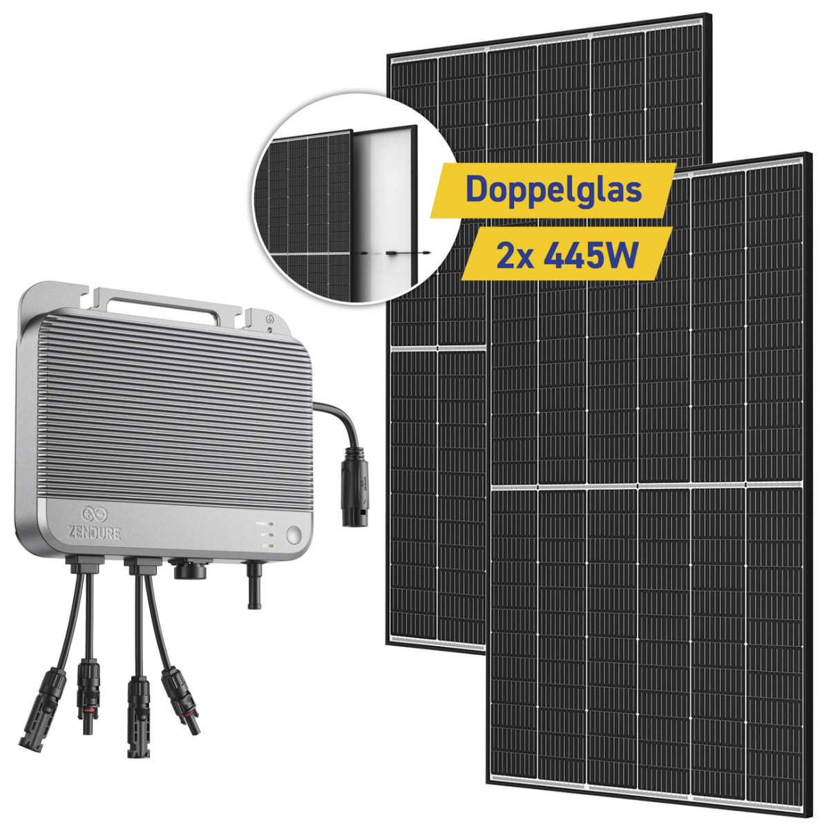 Balkonkraftwerk 890W Zendure SolarFlow 800 2x Trina Solar 445W mit 0% MwSt nach §12 Abs. 3 UstG