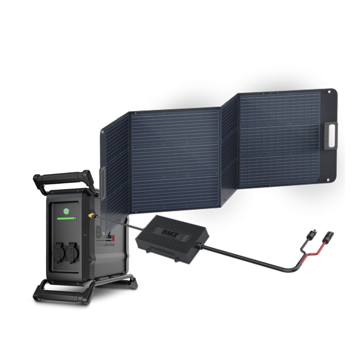 BMZ Solar-Set 200 W mit POWER2GO WORK 2.500 Wh, Faltpanel & MPPT – 0 % MwSt. § 12 Abs. 3 UStG