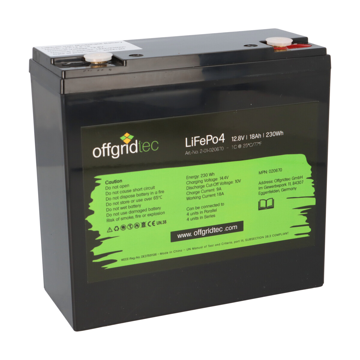 Offgridtec LifePo4 Akku 12/18 12,8V 18Ah 224Wh