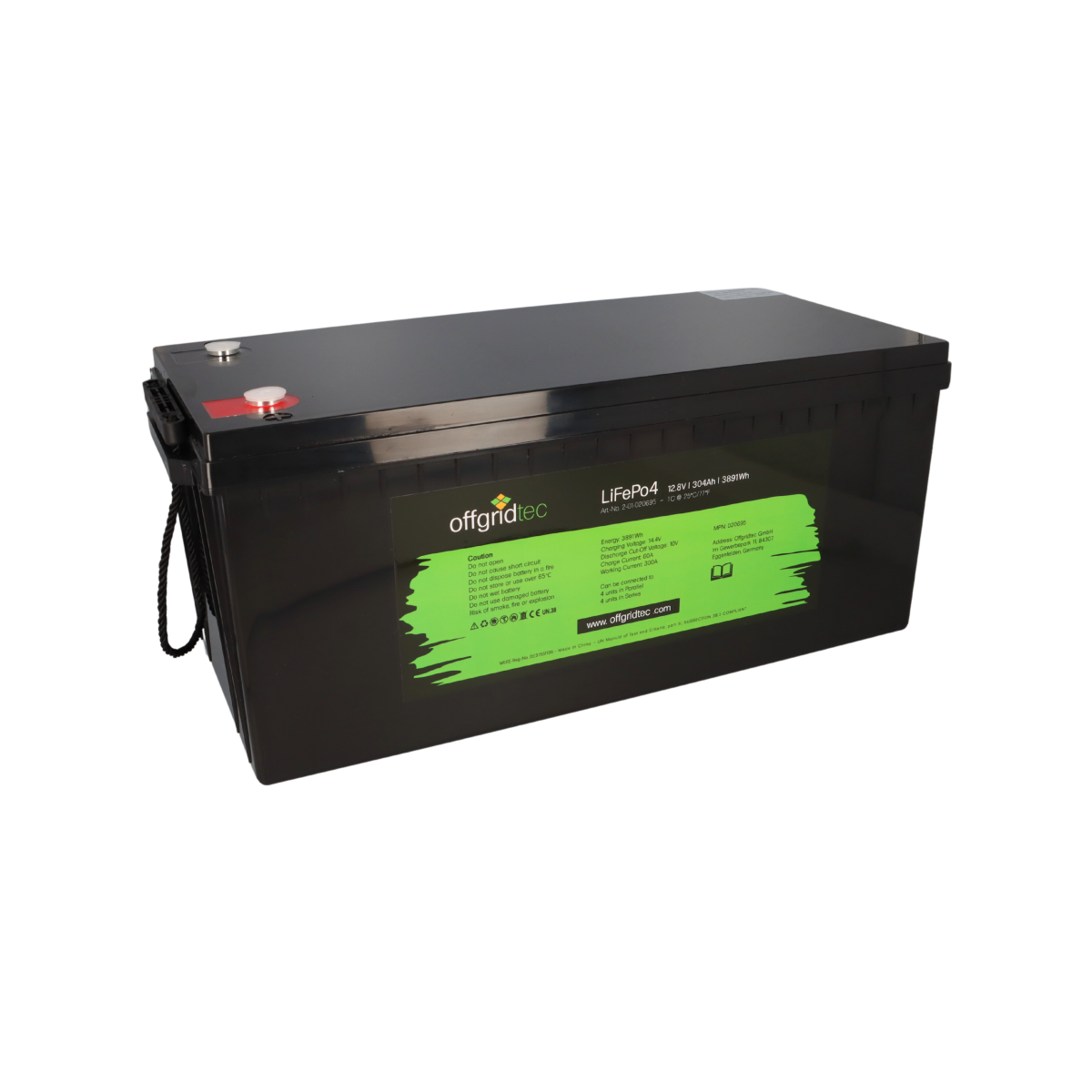 Offgridtec LifePo4 Akku 12/300 12,8V 304Ah 3840Wh mit 0% MwSt nach §12 Abs. 3 UstG