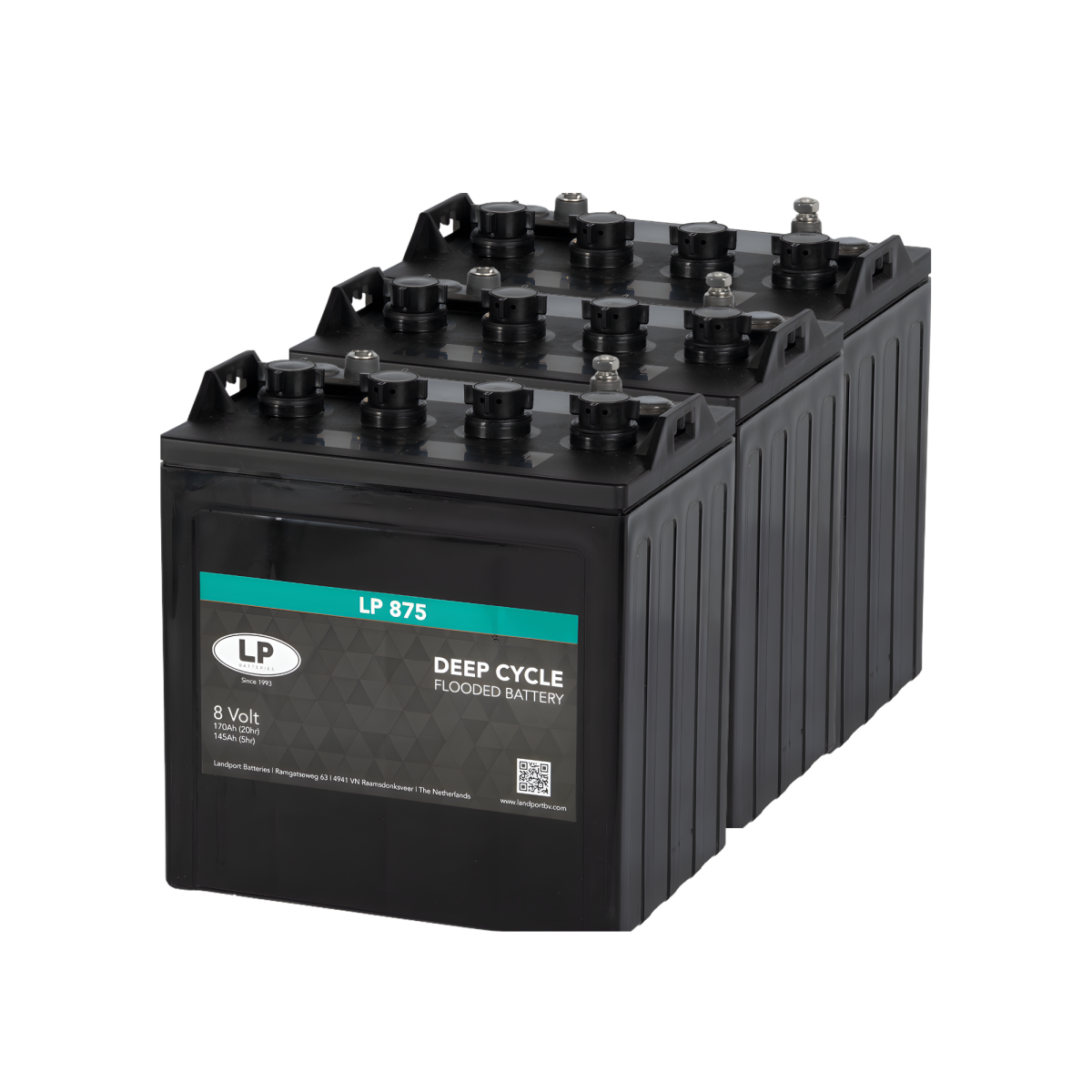 3x Landport LP 875 8V 170Ah Deep Cycle Traktionsbatterie (24V)