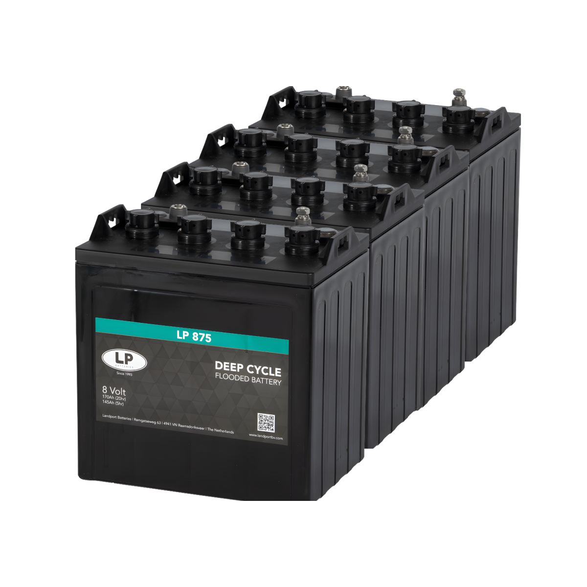 4x Landport LP 875 8V 170Ah Deep Cycle Traktionsbatterie (32V)