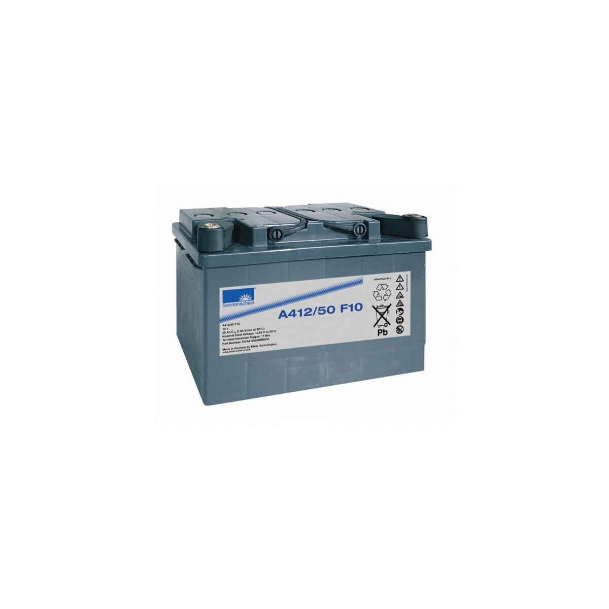 Exide Sonnenschein A412/50 F10 12V 50Ah dryfit Blei-Gel-Akku VRLA