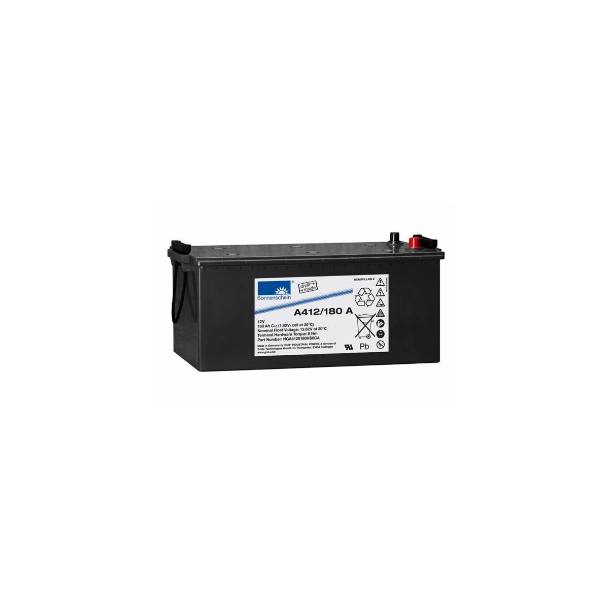 Exide Sonnenschein A412/180 A 12V 180Ah dryfit Gel Standby-Akku