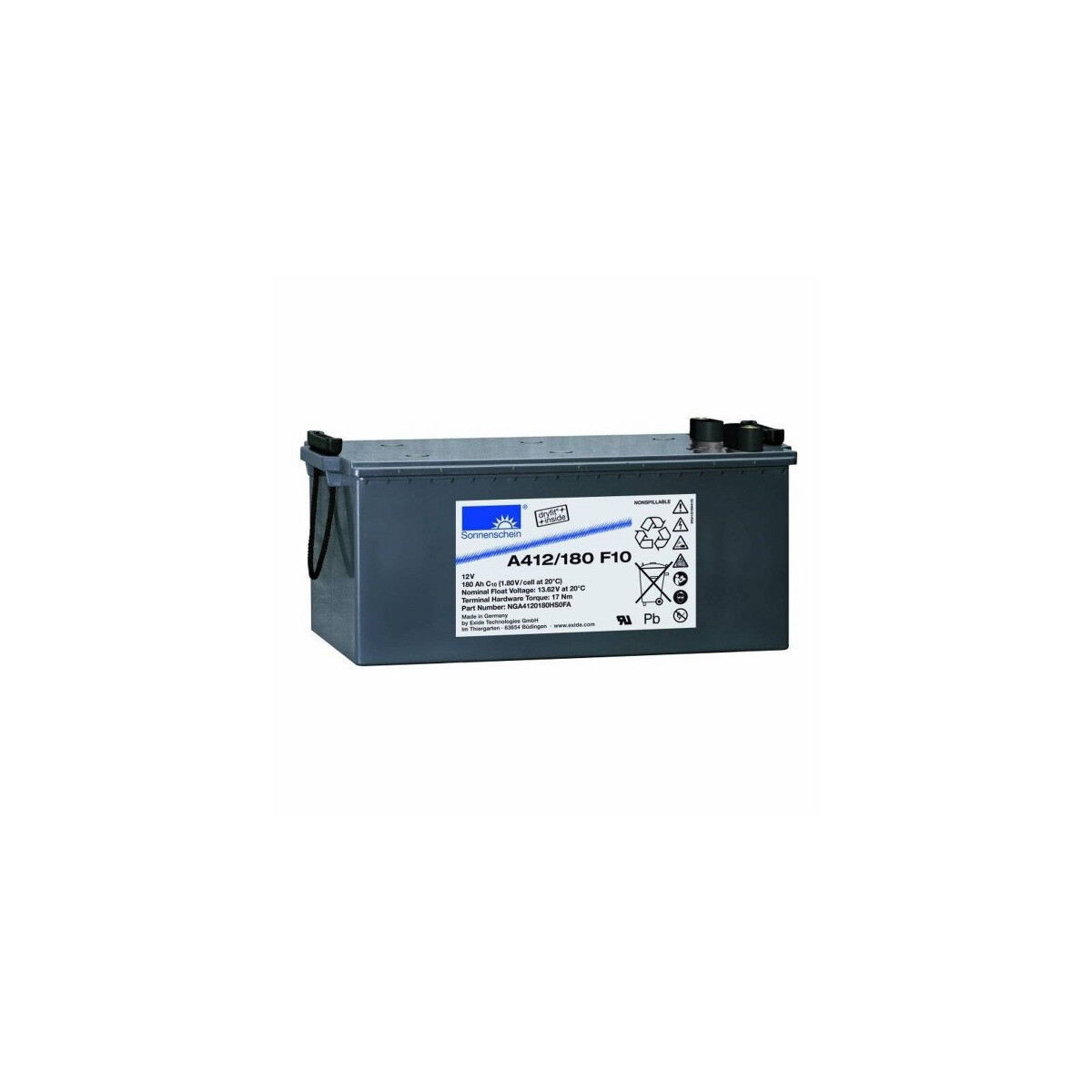 Exide Sonnenschein A412/180 F10 12V 180Ah dryfit Gel Standby-Akku