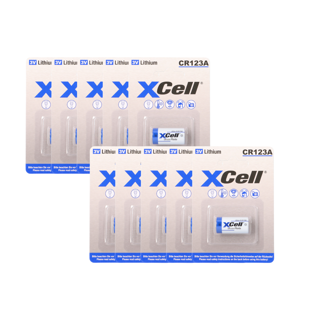 10x XCell CR123A 2/3A Lithium Batterie – 1500 mAh für Ihre Geräte