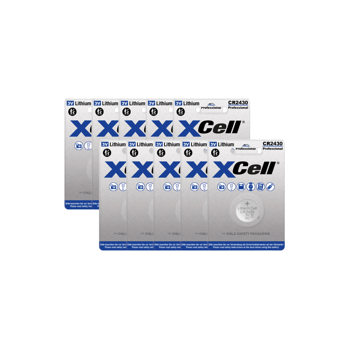 10x XCell CR2430 Lithium-Knopfzelle 3V – 1er Blister