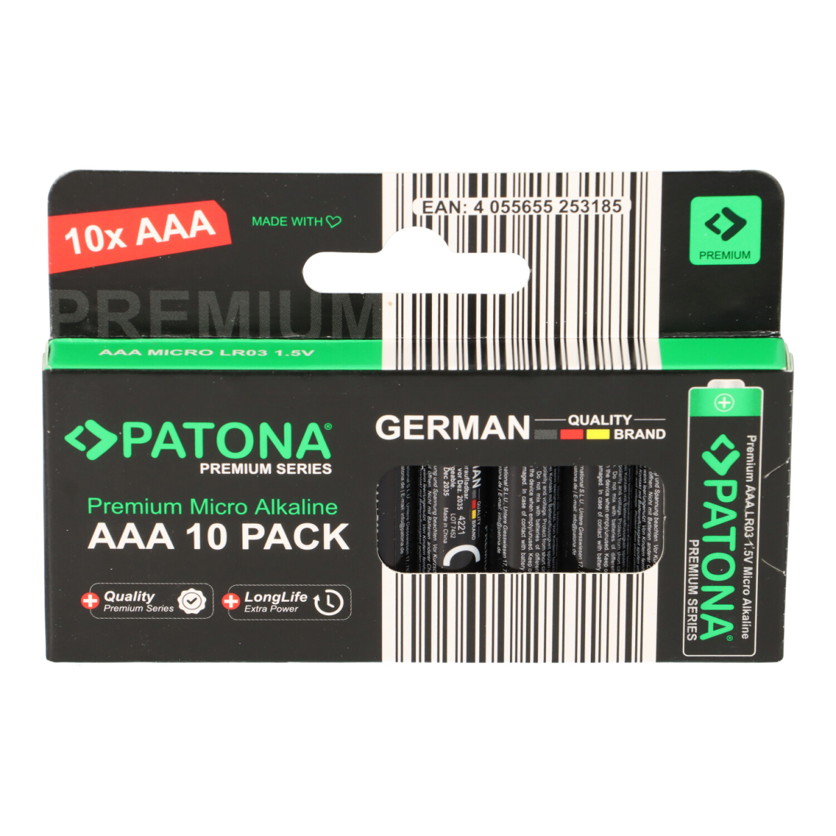 PATONA Premium AAA Batterien 10er Pack 1,5V Alkaline