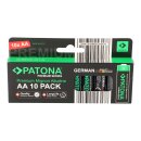 10er Pack AA Alkaline Batterien nebeneinander