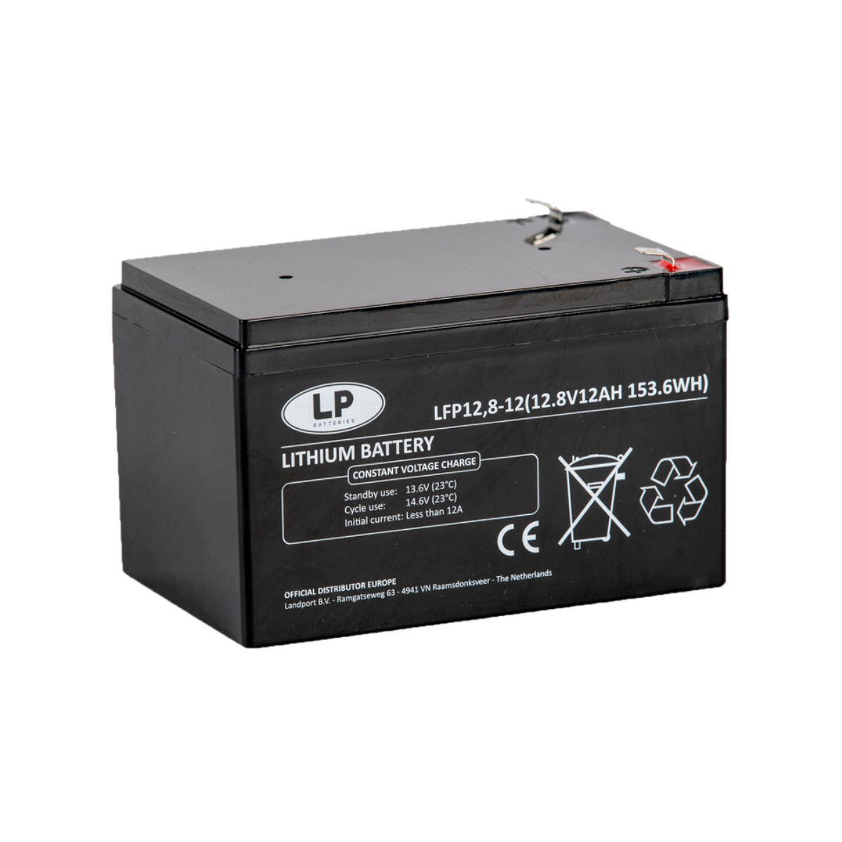 Landport LFP V12-12 T2 Lithium Batterie 12,8V 12Ah LiFePO4 Akku mit BMS – 153,6Wh