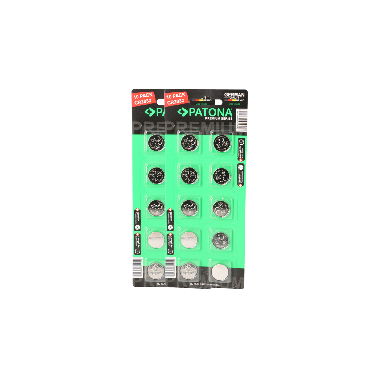 PATONA Premium 20x CR2032 Batterien (2x10er) Pack 3V Lithium